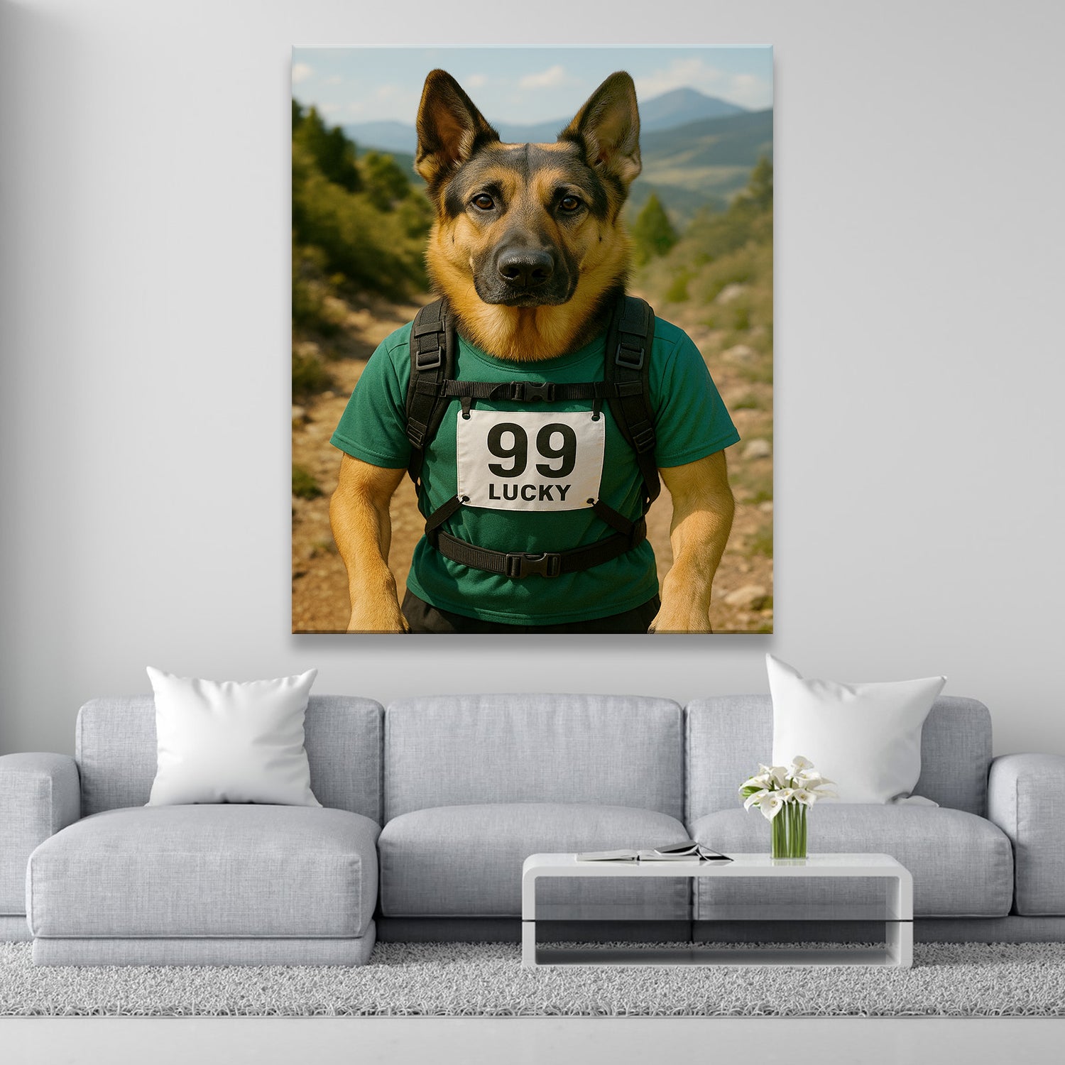 Custom Photo Trail Runner Dog Canvas Gift For Dog Lovers