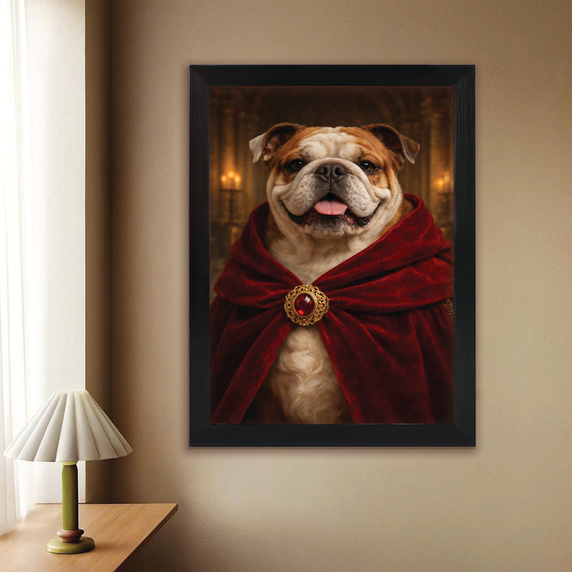 Custom Photo King Royal Dog Canvas Framed Wall Art Gift For Dog Lover