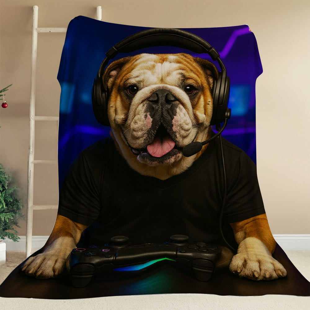 Custom Photo Gamer Dog BlanketGift For Dog Lovers
