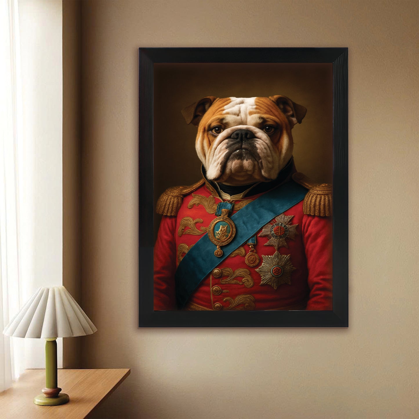 Custom Photo Royal Dog Canvas Framed Wall Art Gift For Dog Lover