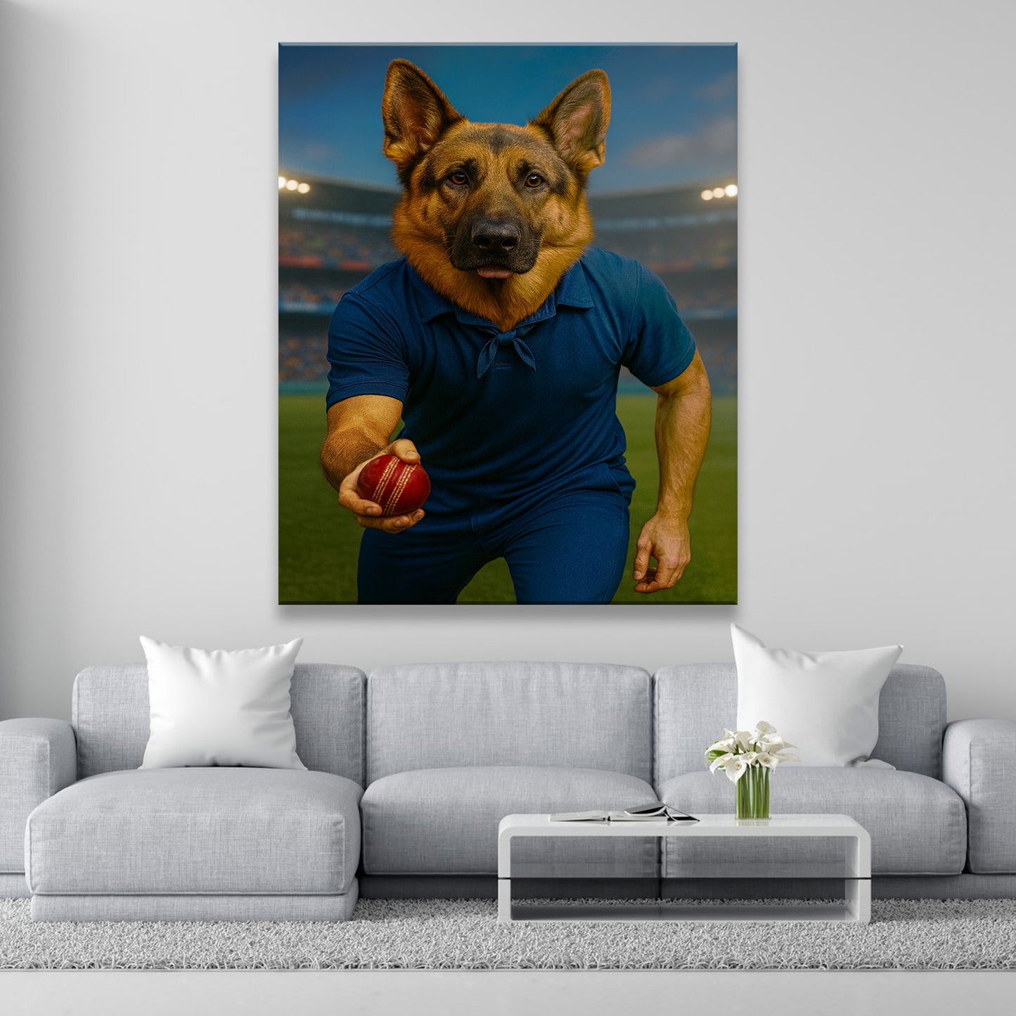 Custom Photo Bowler Dog Canvas Gift For Dog Lovers