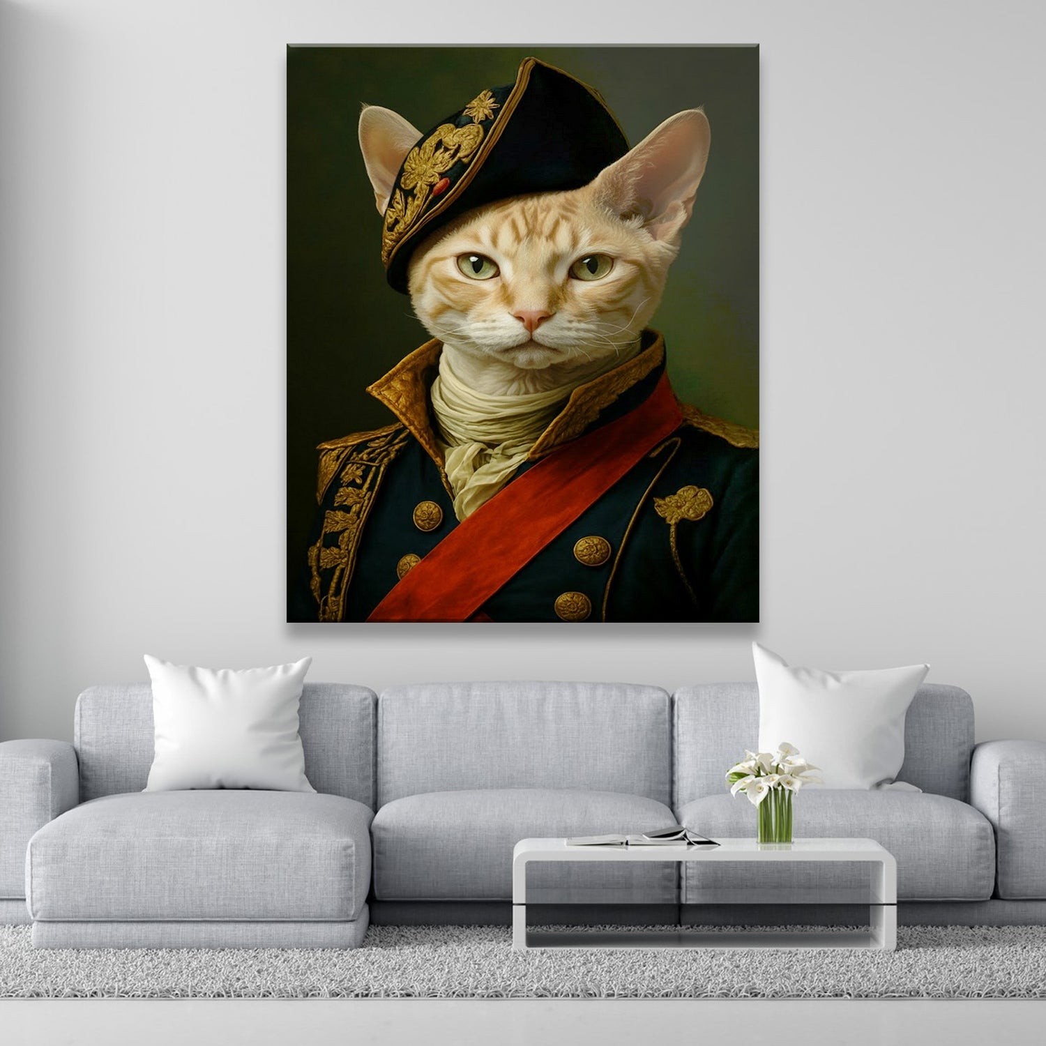 Custom Photo Portrait Royal Cat Canvas Gift For Cat Lovers