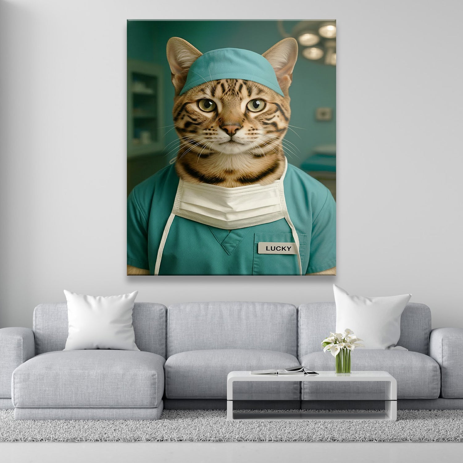 Custom Photo Surgeon Cat Canvas Gift For Cat Lovers