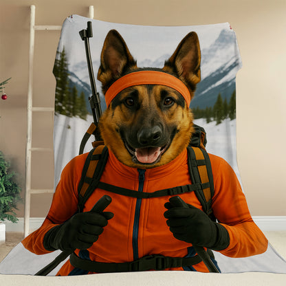Custom Photo Biathlete Cross Country Skiing Dog BlanketGift For Dog Lovers