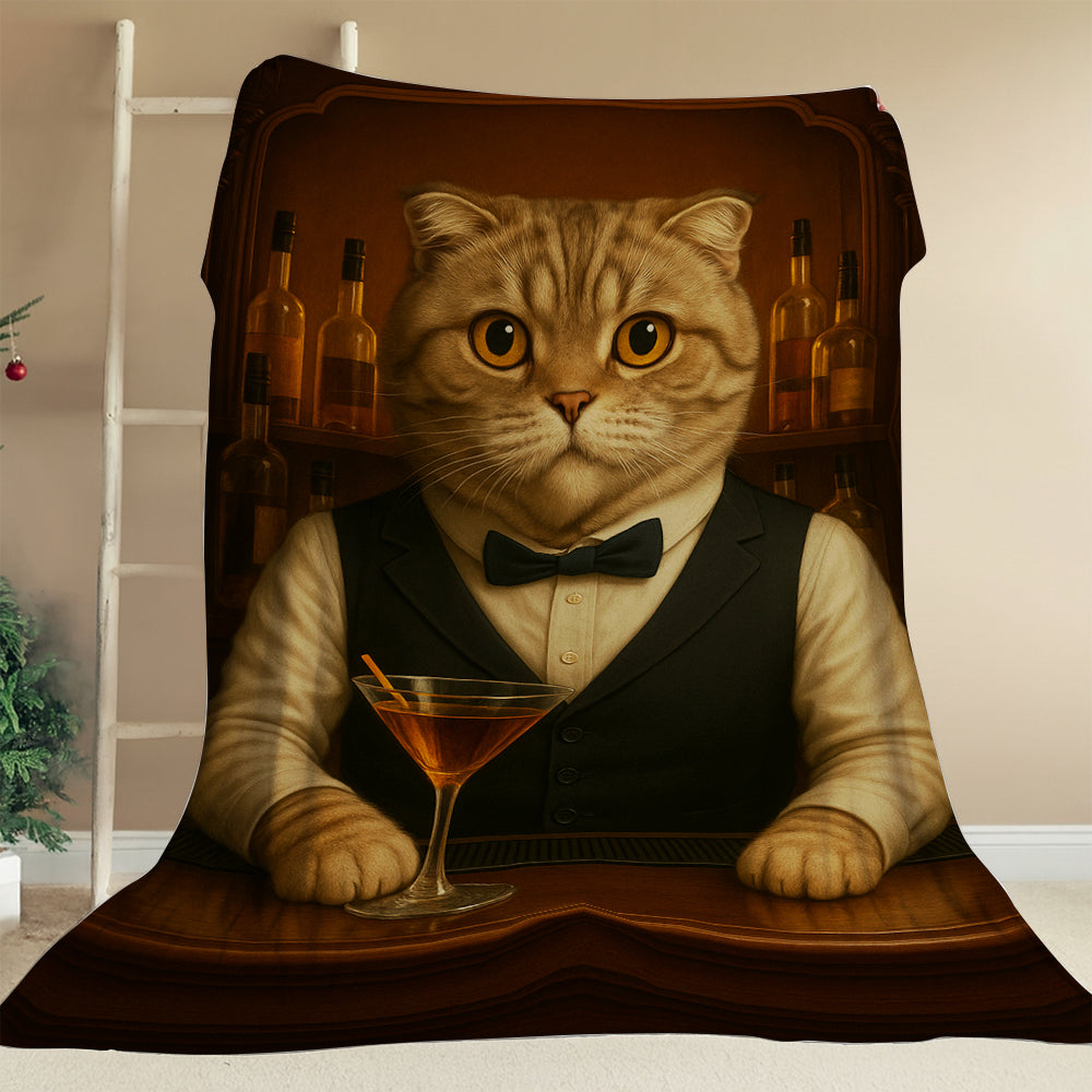 Personalized Cat Portrait Bartender Blanket