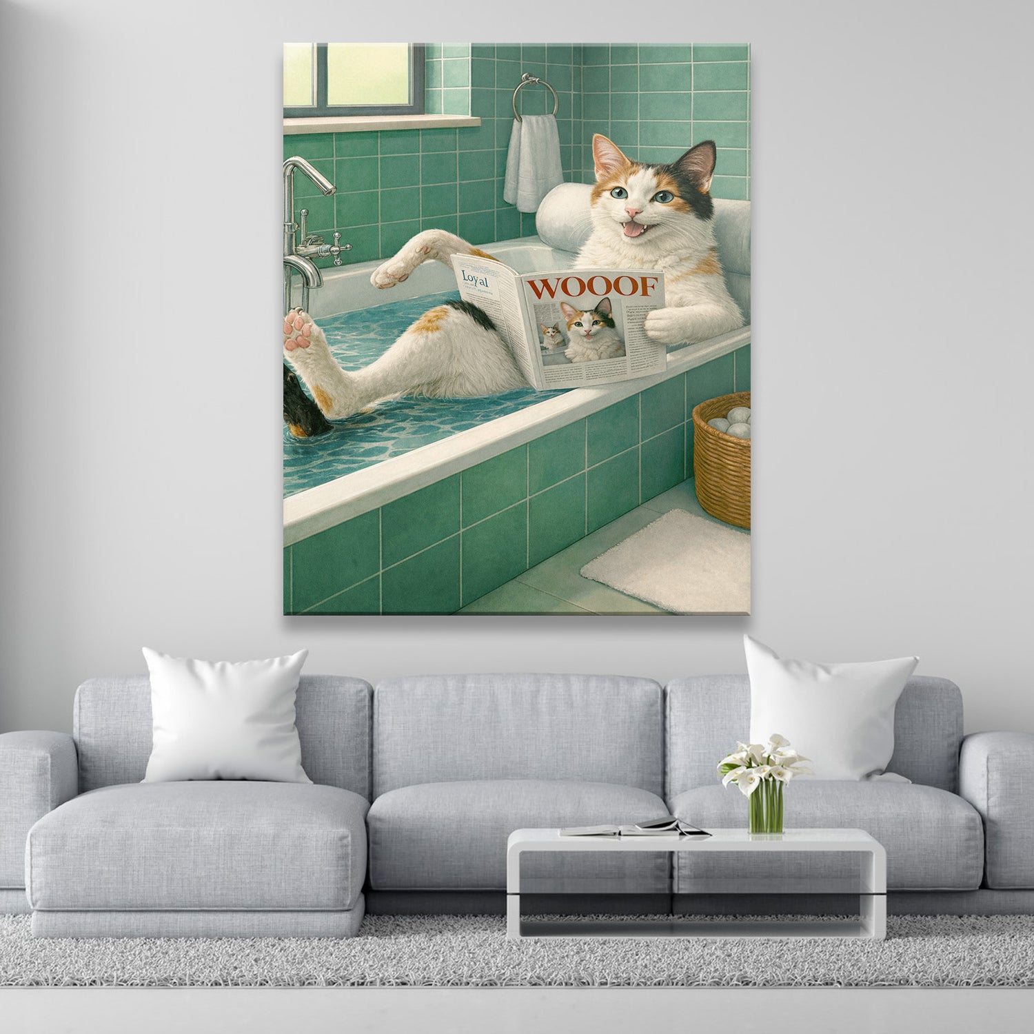 Custom Photo Cat Bathroom Style 22 Canvas Gift For Cat Lovers