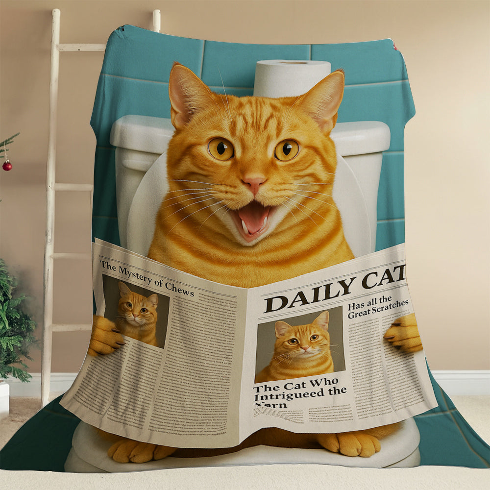 Custom Photo Cat Toilet Bathroom Blanket Wall Art