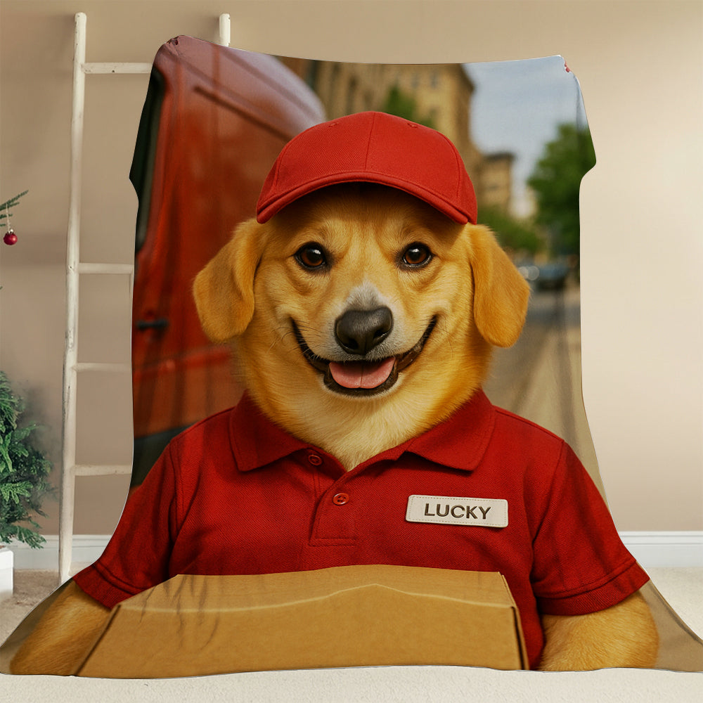 Custom Photo Courier Delivery BlanketGift For Dog Lovers
