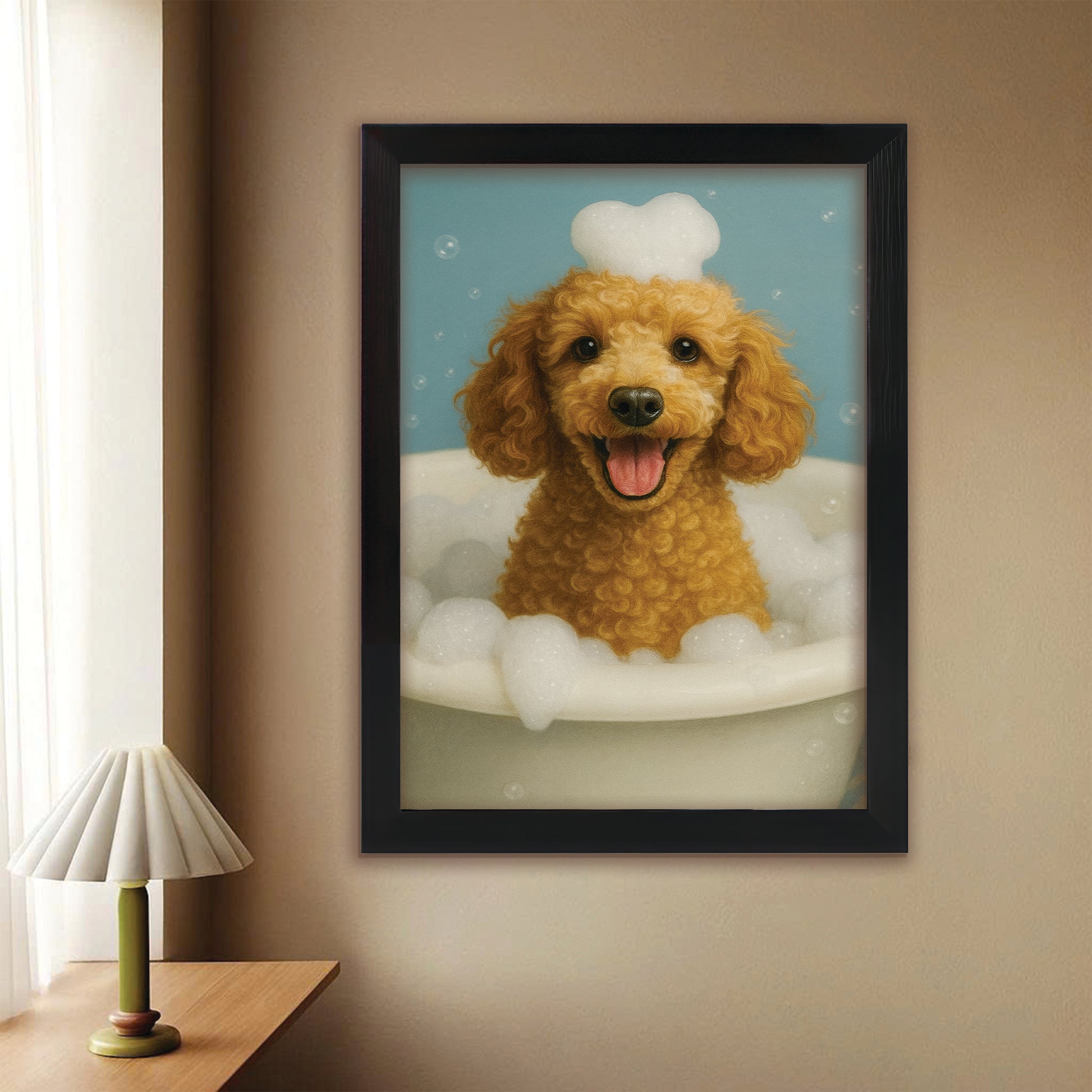 Custom Photo Dog Bathroom Style 29 Canvas Framed Wall Art Gift For Dog Lovers