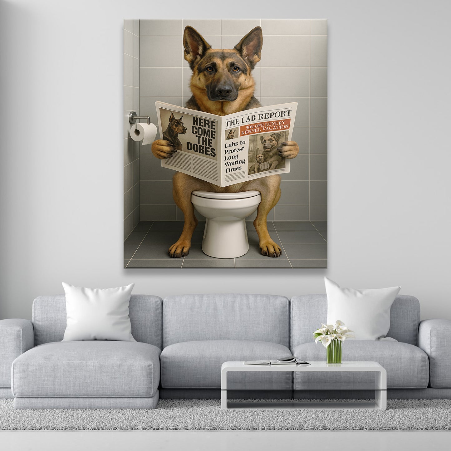 Custom Photo Dog Bathroom Canvas Style 03 Gift For Dog Lovers