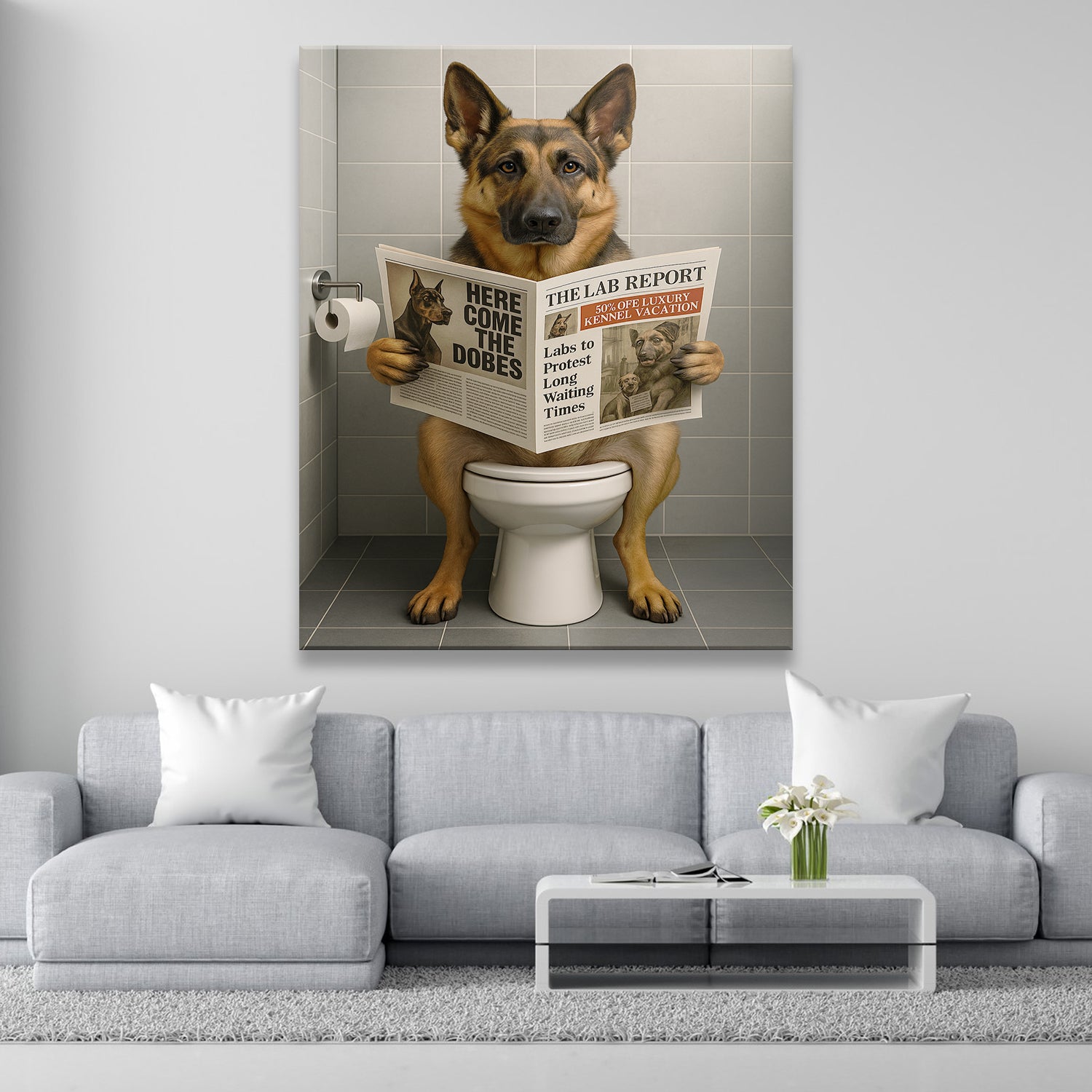 Custom Photo Dog Bathroom Canvas Style 03 Gift For Dog Lovers