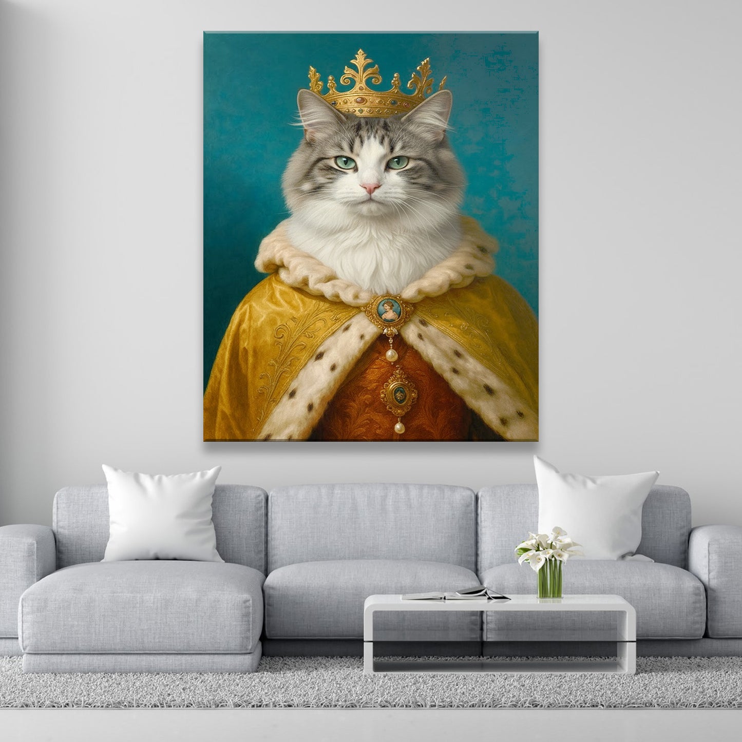 Custom Photo King Royal Cat Canvas Gift For Cat Lovers