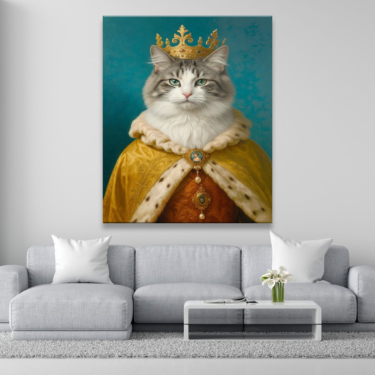 Custom Photo King Royal Cat Canvas Gift For Cat Lovers