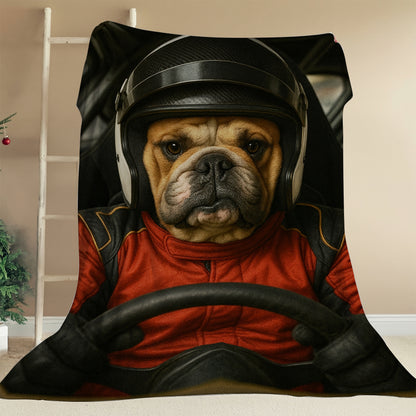 Custom Photo Racing Driver Dog BlanketGift For Dog Lovers