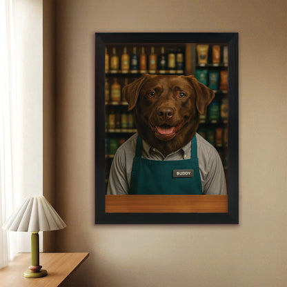 Custom Photo Shop Owner Dog Canvas Framed Wall Art Gift For Dog Lovers