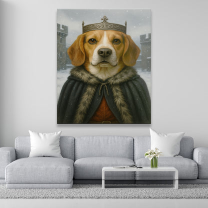 Custom Photo Winter King Royal Dog Canvas Gift For Dog Lovers
