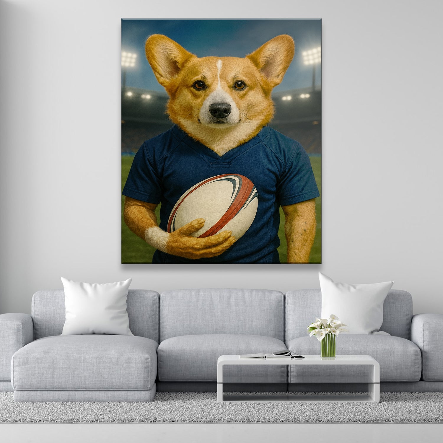 Custom Dog Rugby Sport Dog Canvas Gift For Dog Lovers