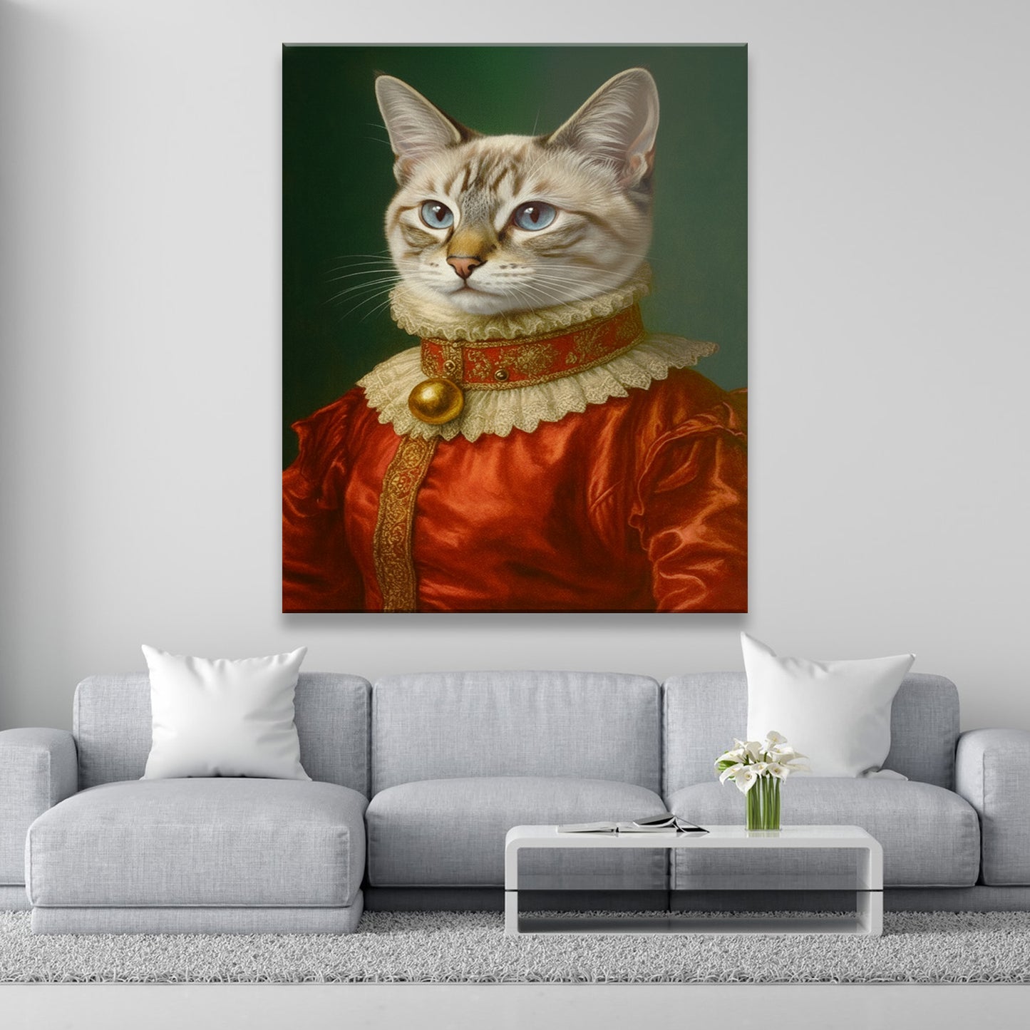 Custom Photo Cat Potrait Royal Canvas Gift For Cat Lovers