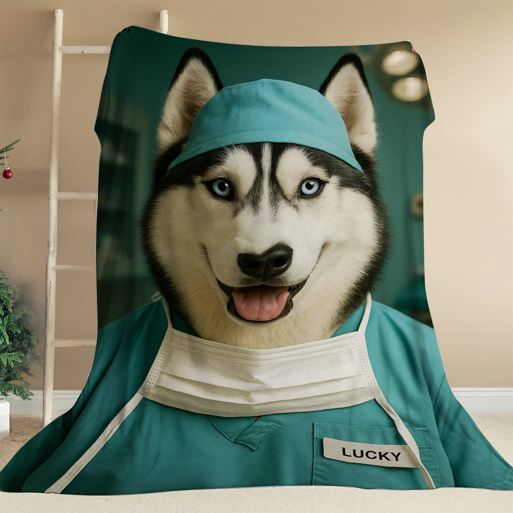 Custom Photo Surgeon Dog BlanketGift For Dog Lovers