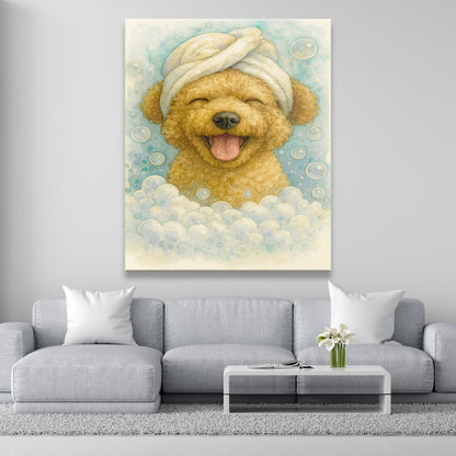 Custom Dog Potrait In Bathroom Canvas
