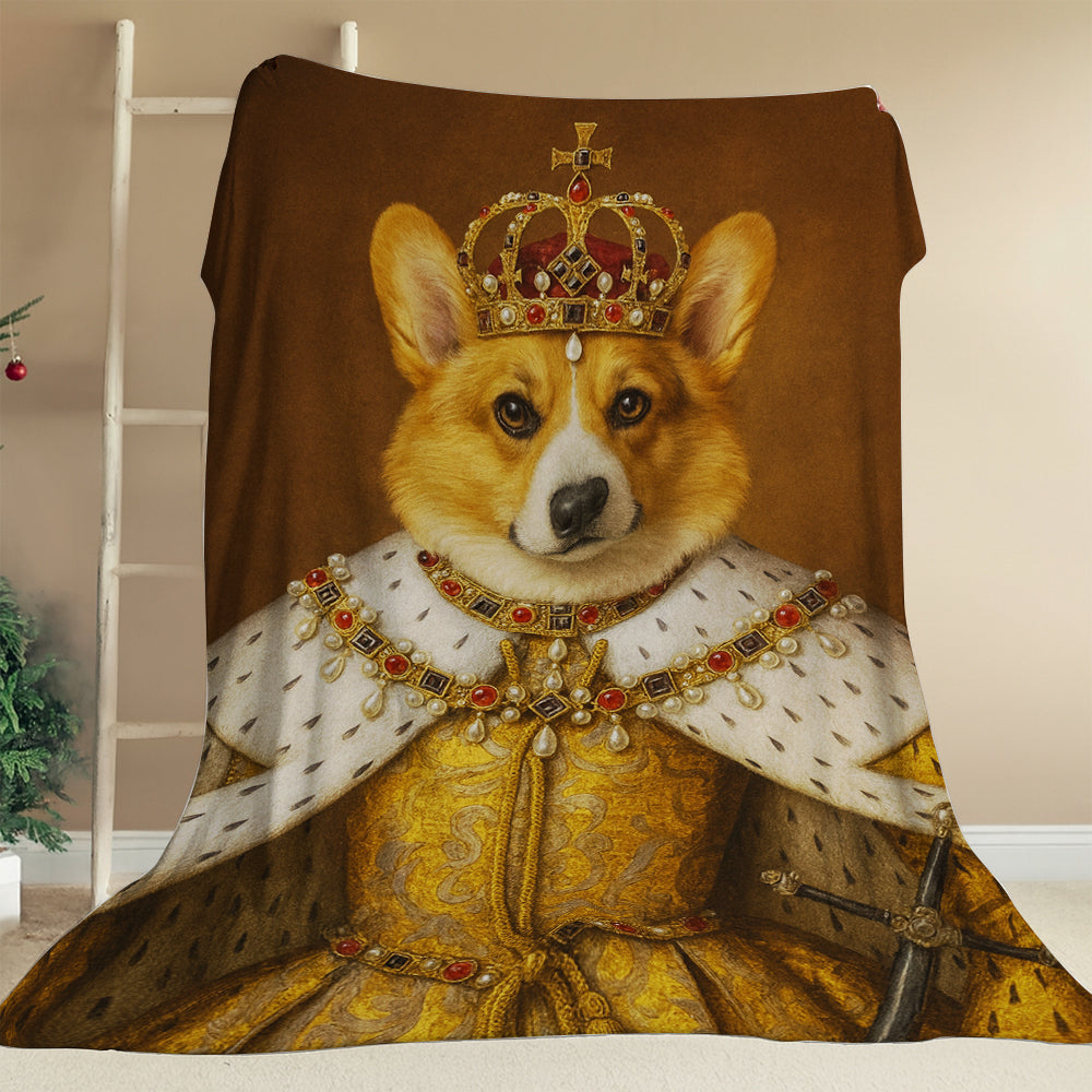 Custom Photo Crowned Queen Dog BlanketGift For Dog Lovers