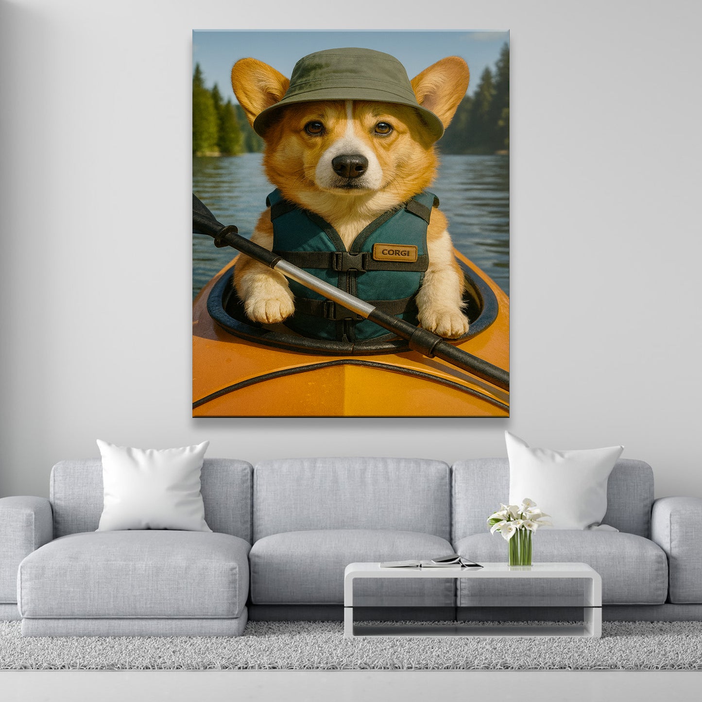 Custom Photo Kayak Dog Canvas Gift For Dog Lovers