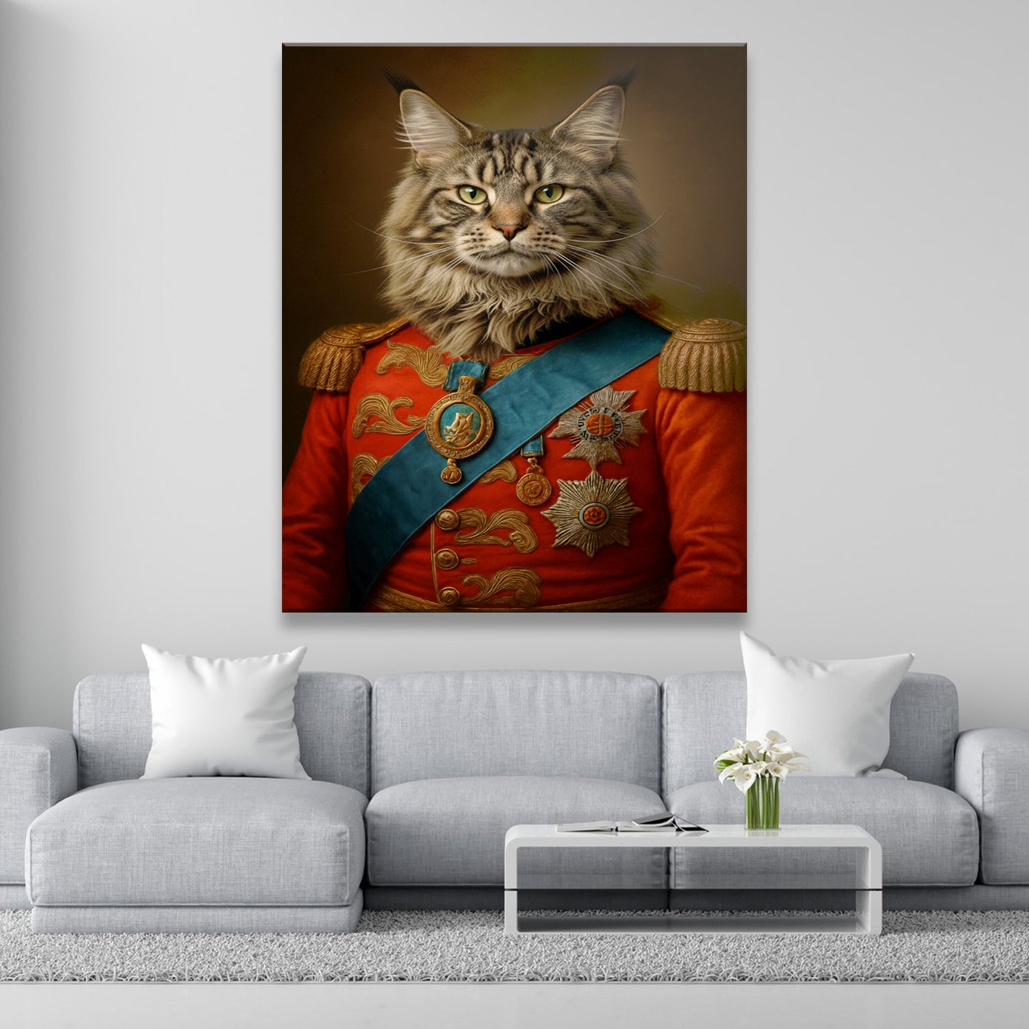 Custom Photo Royal Cat Canvas Gift For Cat Lover