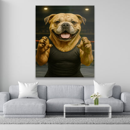 Custom Photo Wrestler Fighter Dog Canvas Gift For Dog Lovers