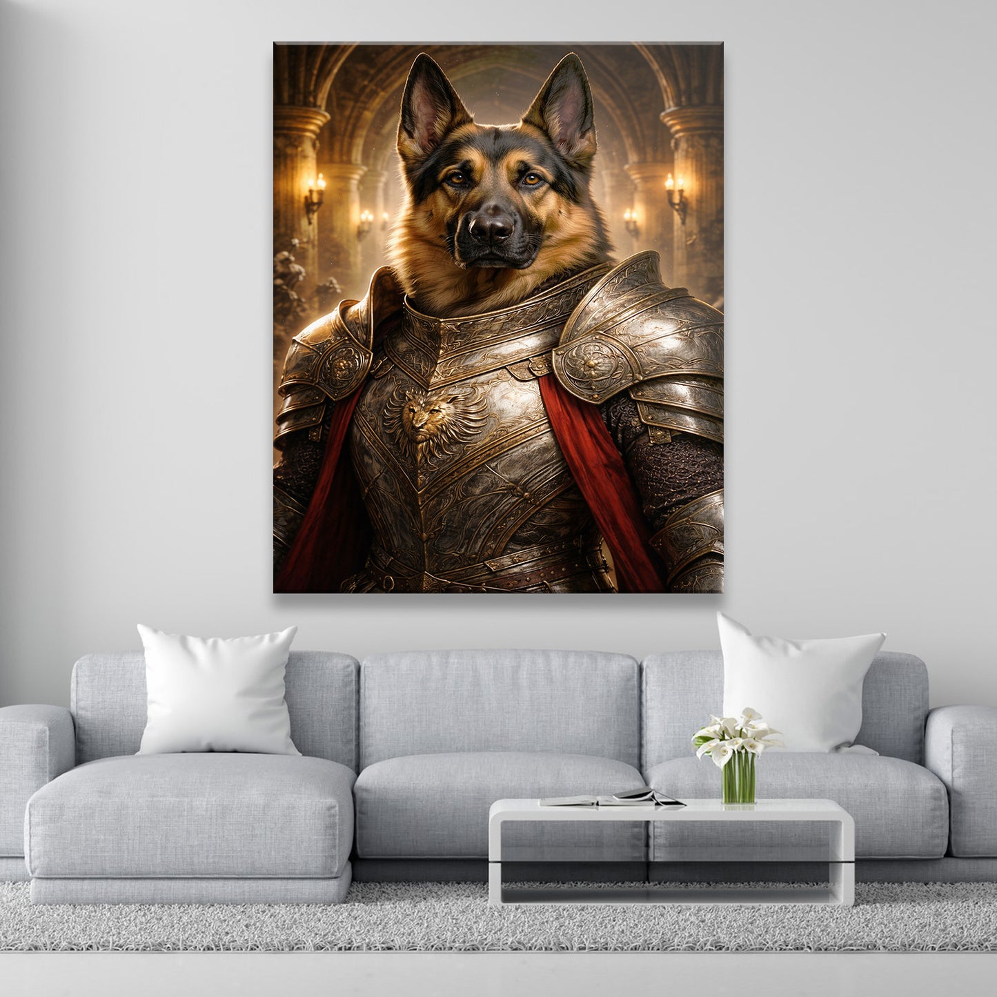 Custom Photo Royal Knight Dog Style 01 Canvas Gift For Dog Lovers