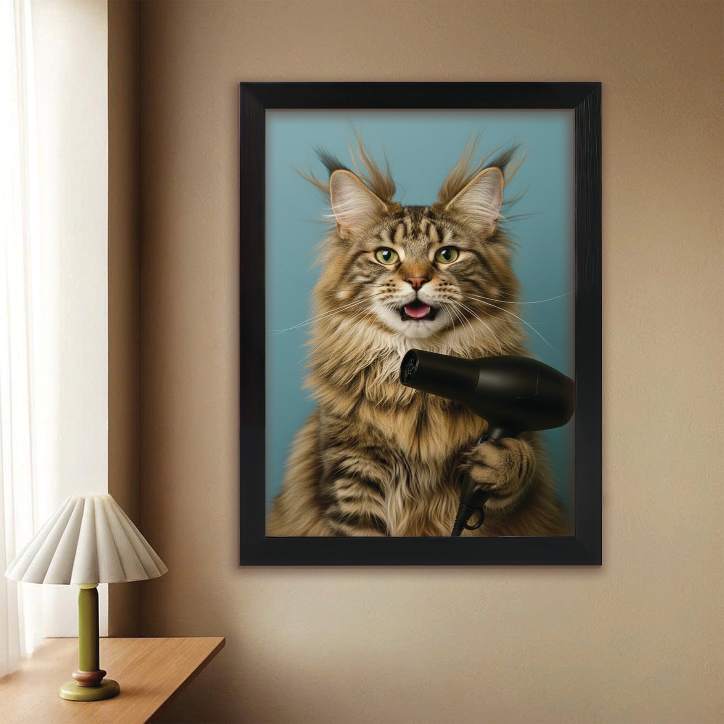Custom Photo Cat Bathroom Style 35 Canvas Framed Wall Art Gift For Cat Lovers