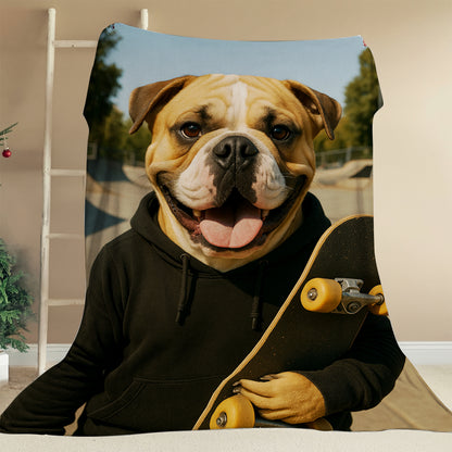 Custom Photo Skater Skateboard BlanketGift For Dog Lovers
