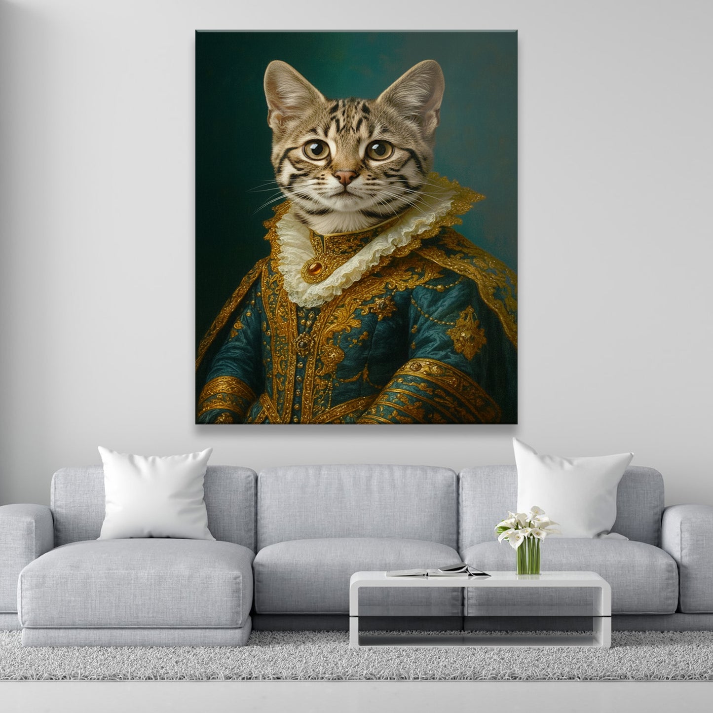 Custom Photo Cat Royal Style 4 Canvas Gift For Cat Lovers