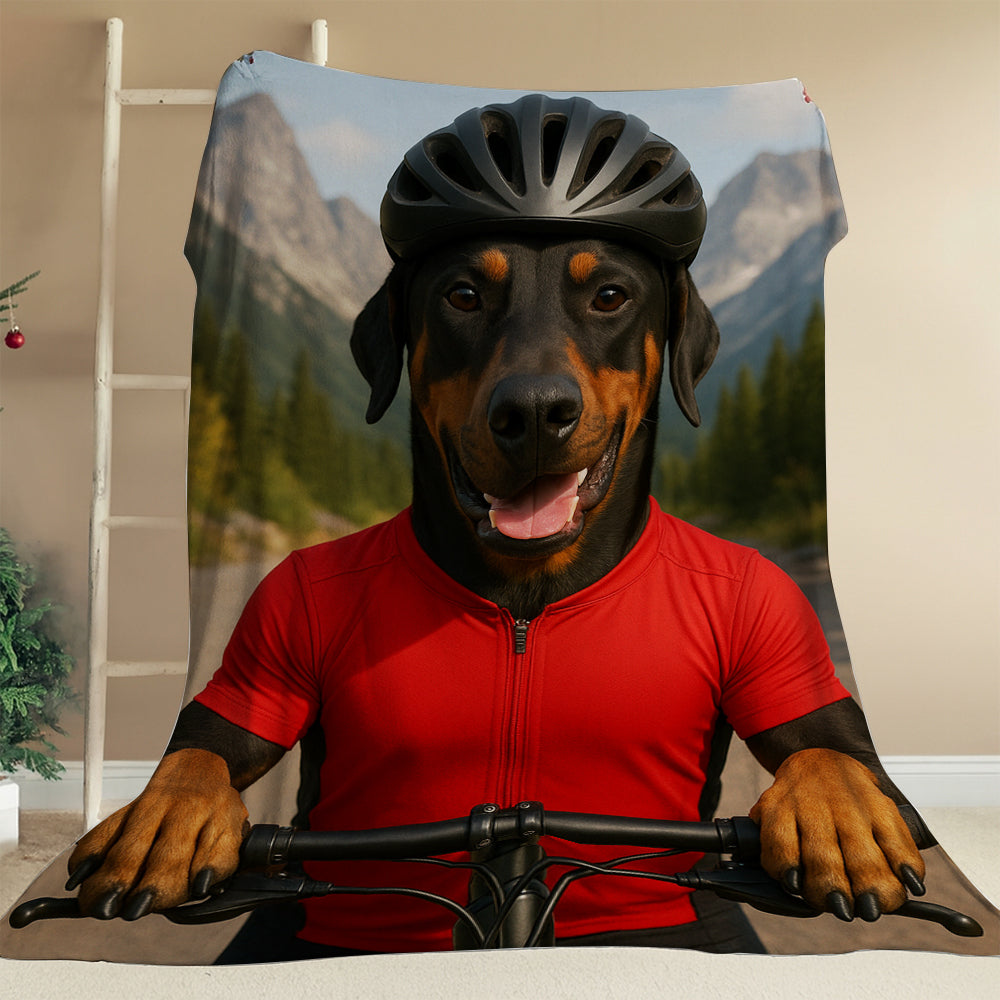 Custom Photo Cyclist Dart Bike Dog BlanketGift For Dog Lovers