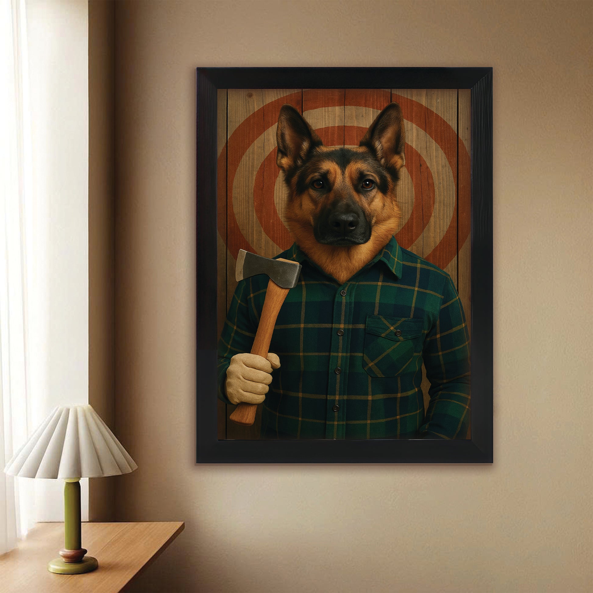 Custom Photo Axe Throw Dog Canvas Framed Wall Art Gift For Dog Lovers