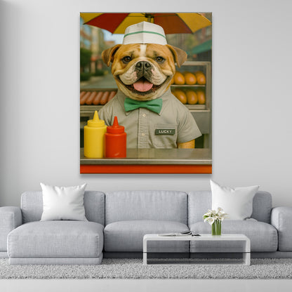 Custom Photo Hot Dog Canvas Gift For Dog Lovers