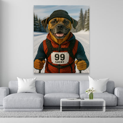 Custom Photo Cross Country Ski Dog Canvas Gift For Dog Lovers