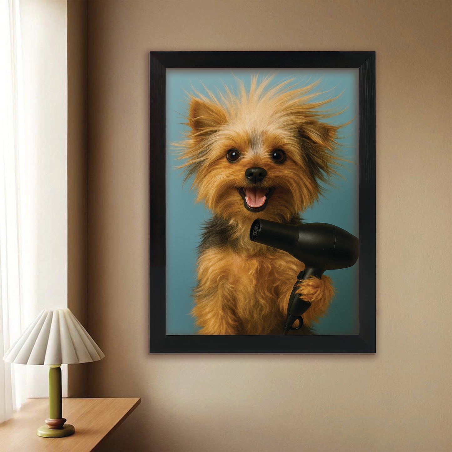 Custom Photo Dog Bathroom Style 35 Canvas Framed Wall Art Gift For Dog Lovers