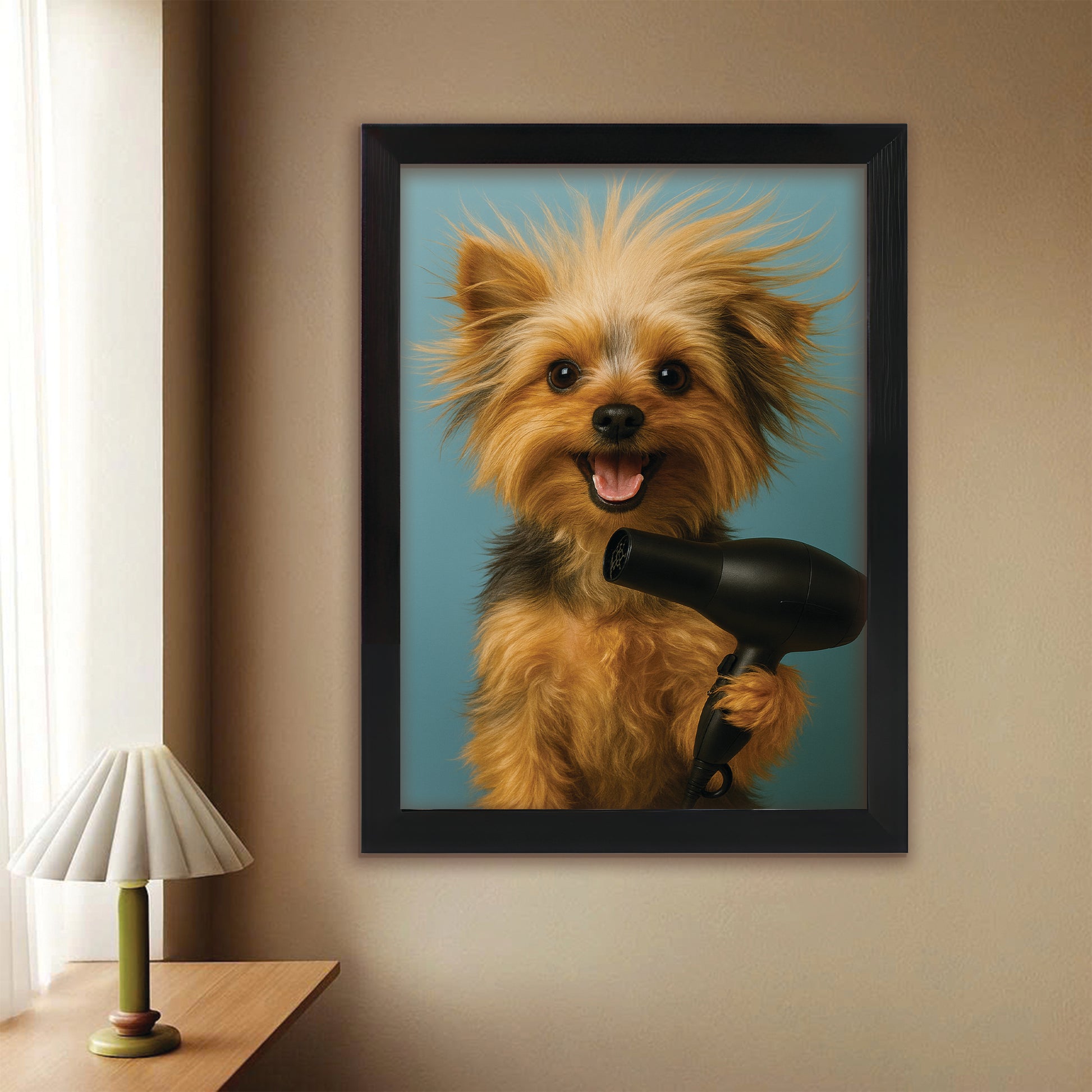 Custom Photo Dog Bathroom Style 35 Canvas Framed Wall Art Gift For Dog Lovers