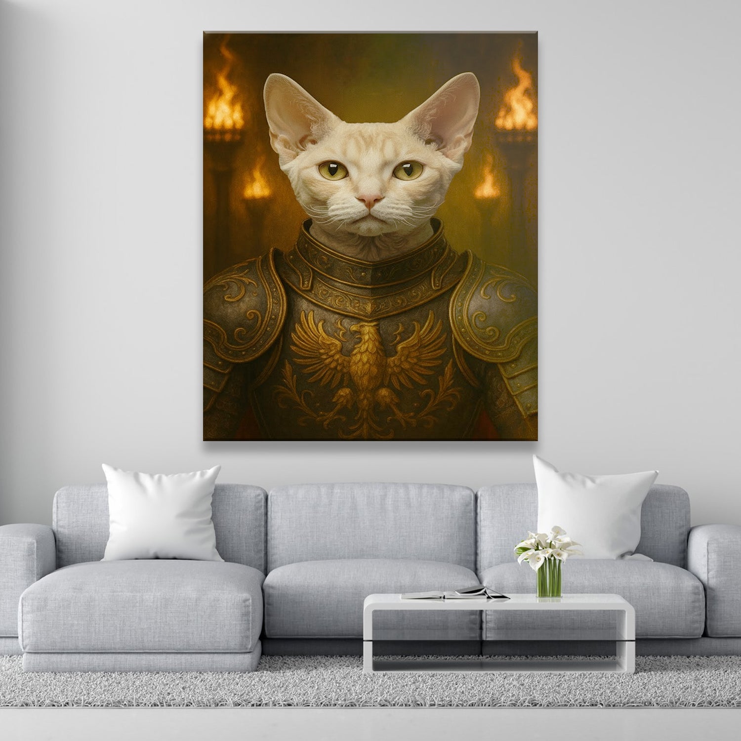Custom Photo Cat Knight Royal Canvas Gift For Cat Lovers