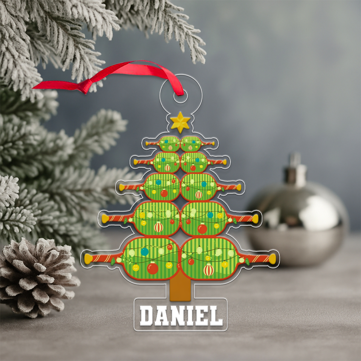 Custom Name Pickleball Xmas Tree Acrylic Ornament Christmas Gift
