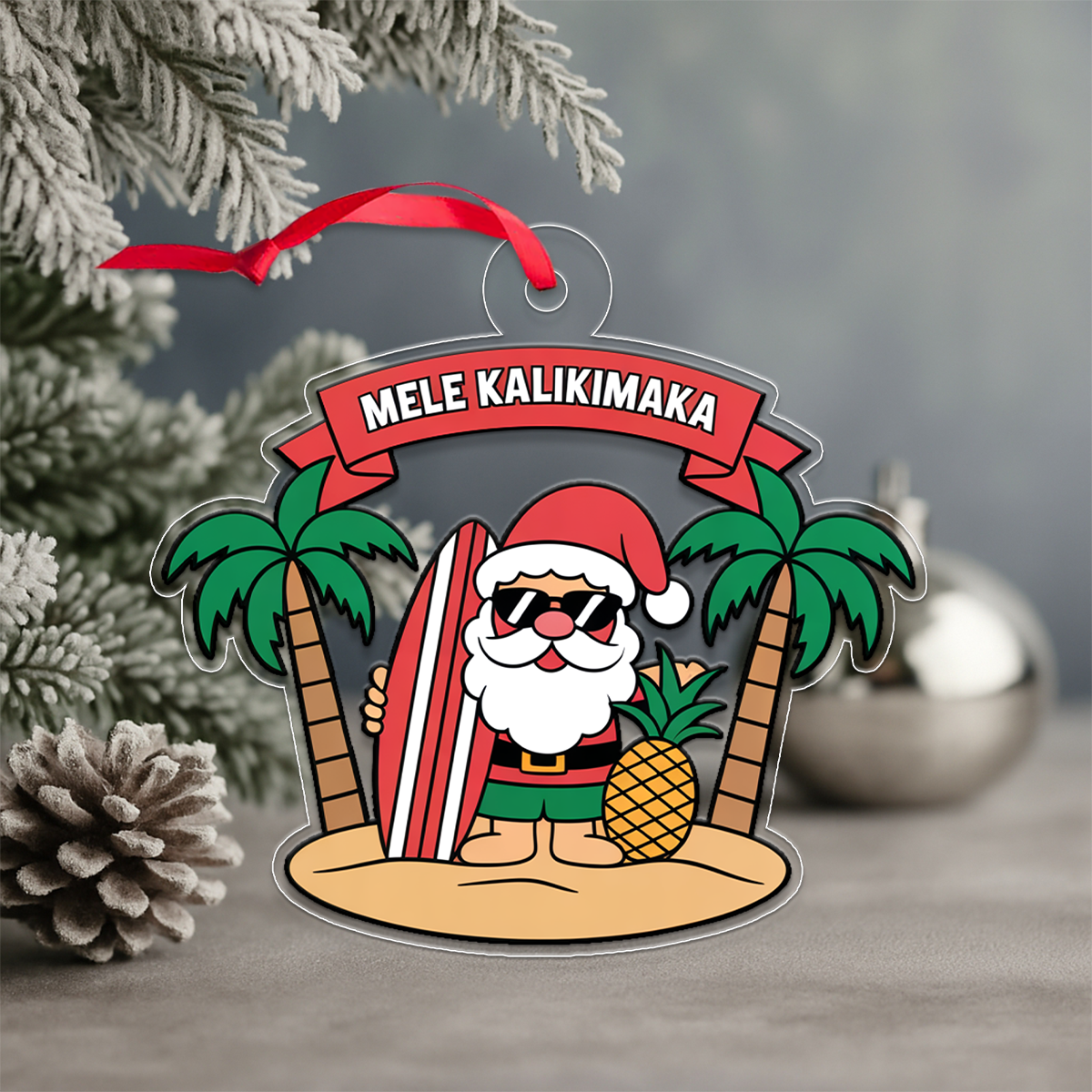 Hawaii Acrylic Ornament Santa Tropical 2