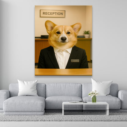 Custom Photo Receptionist Dog Canvas Gift For Dog Lovers