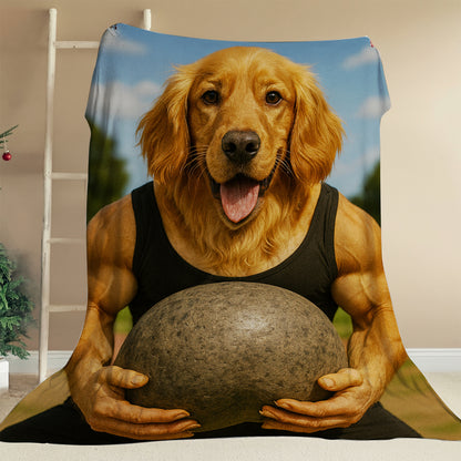 Custom Photo Strongman Dog BlanketGift For Dog Lovers