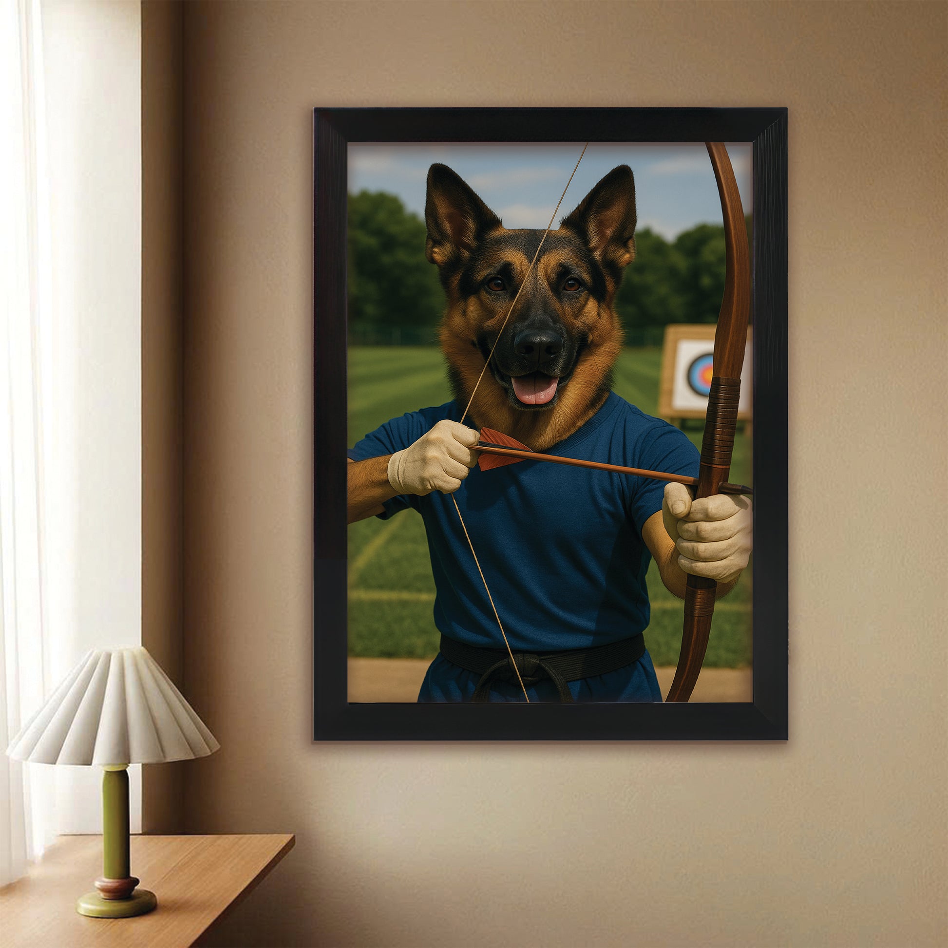 Custom Photo Archery Dog Canvas Framed Wall Art Gift For Dog Lovers