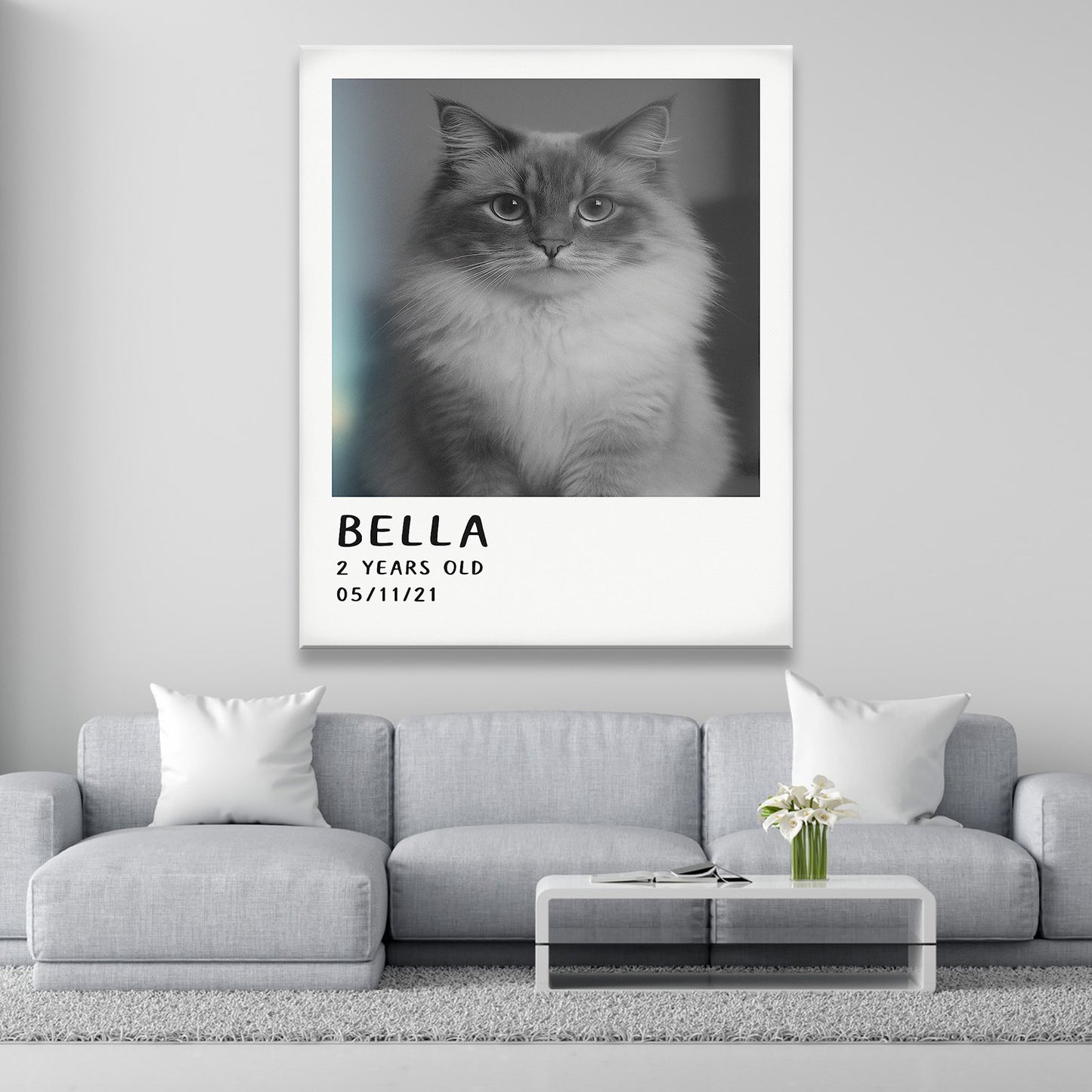 Custom Photo Polaroid Film Canvas Gift For Cat Lovers