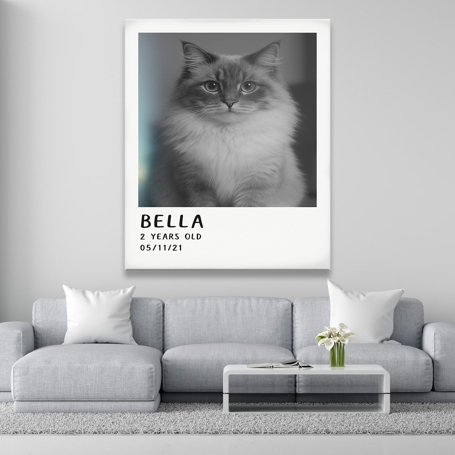 Custom Photo Polaroid Film Canvas Gift For Cat Lovers