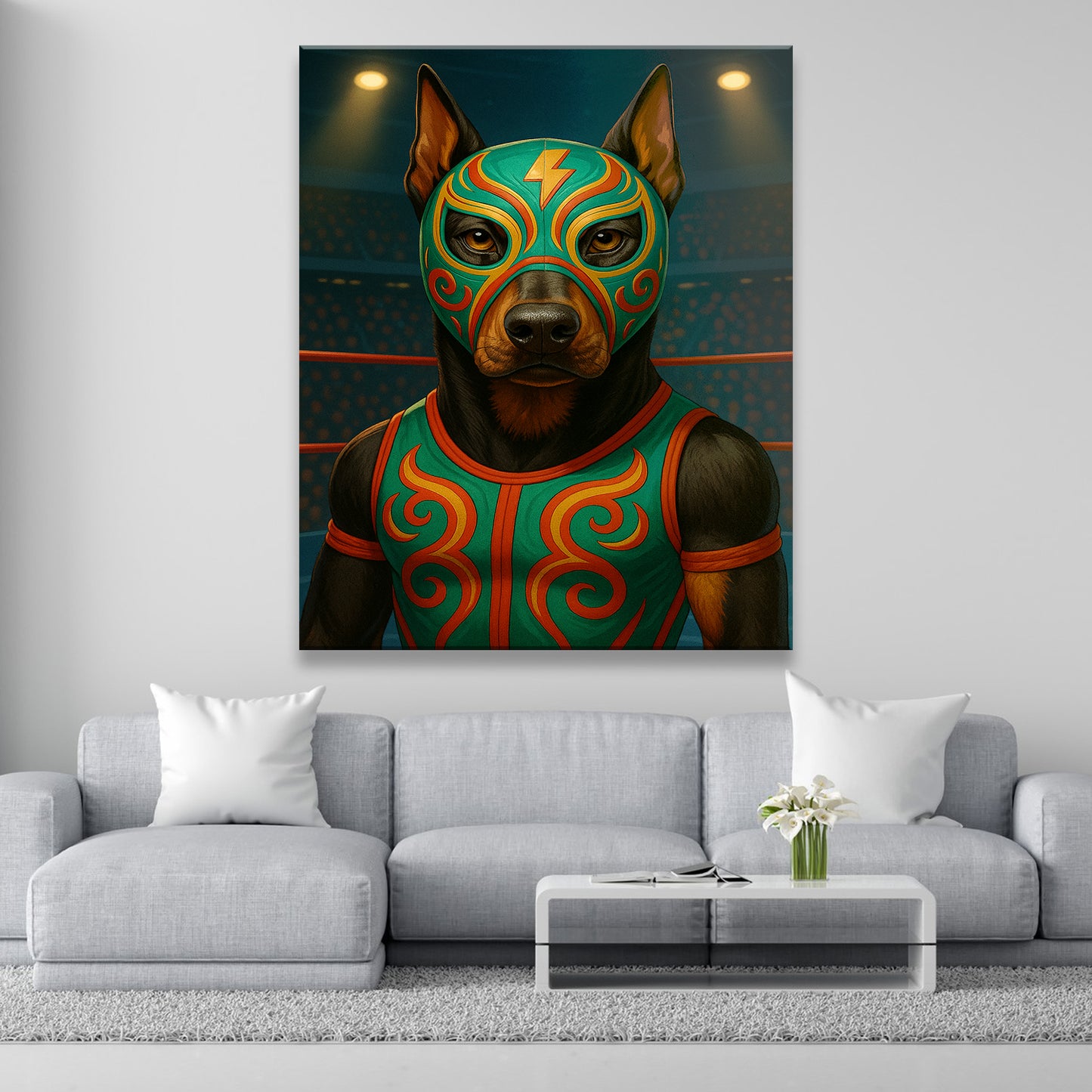 Custom Photo Lucha Libre Wrestler Mask Dog Canvas Gift For Dog Lovers