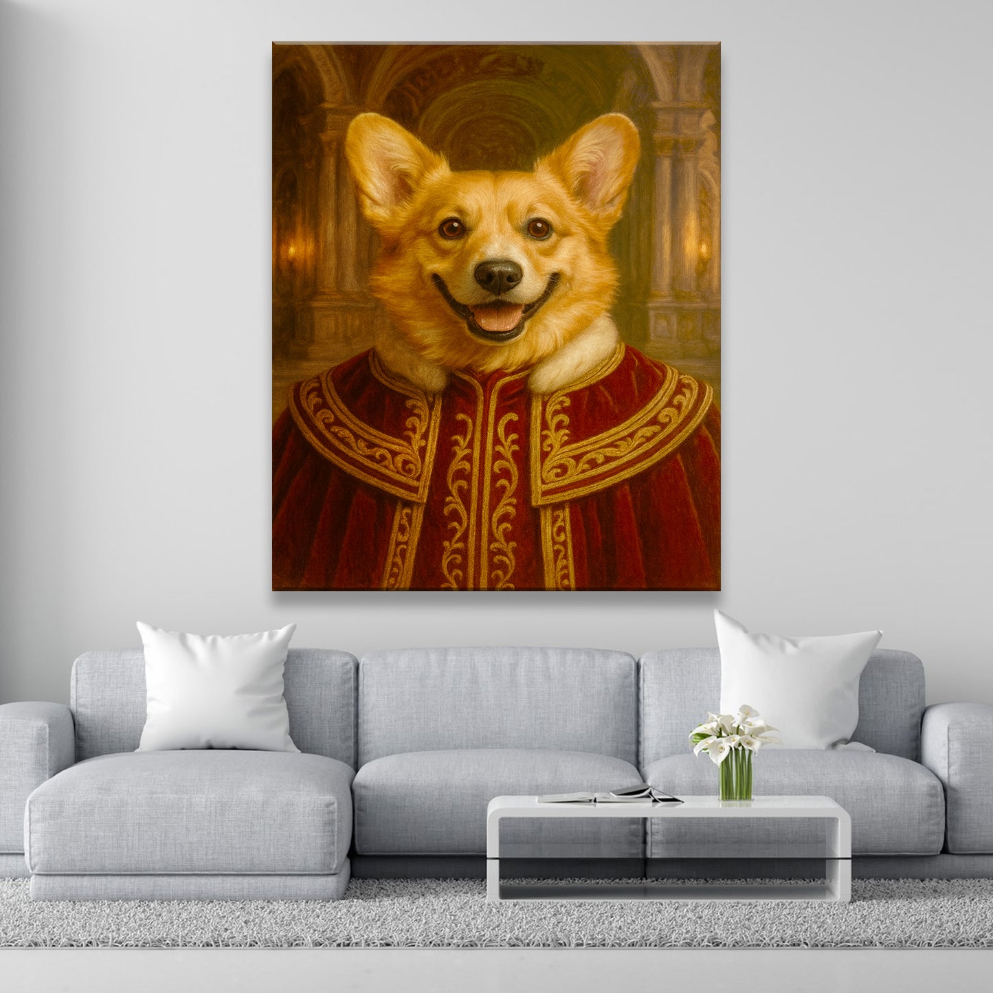 Custom Photo King Royal Dog Style 01 Canvas Gift For Dog Lovers