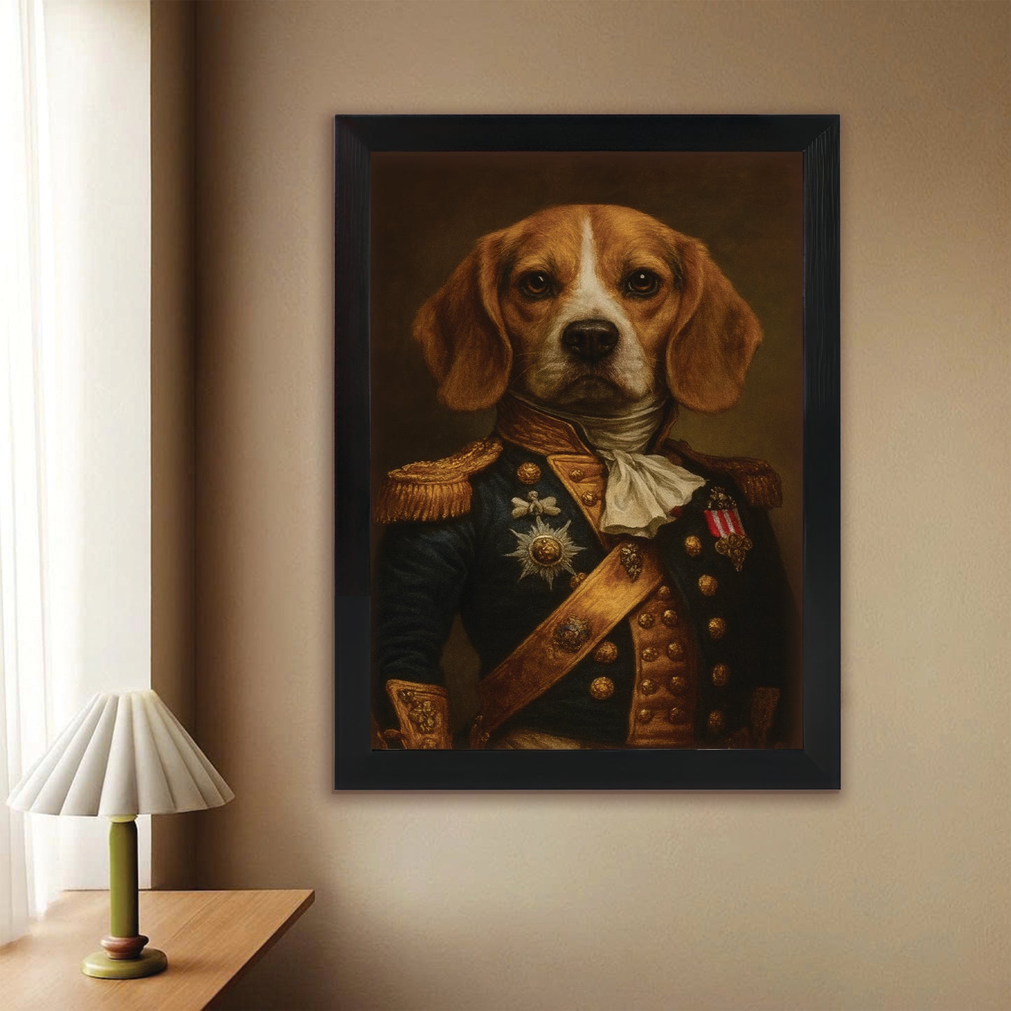 Custom Photo Dog Royal Style 02 Canvas Framed Wall Art Gift For Dog Lovers
