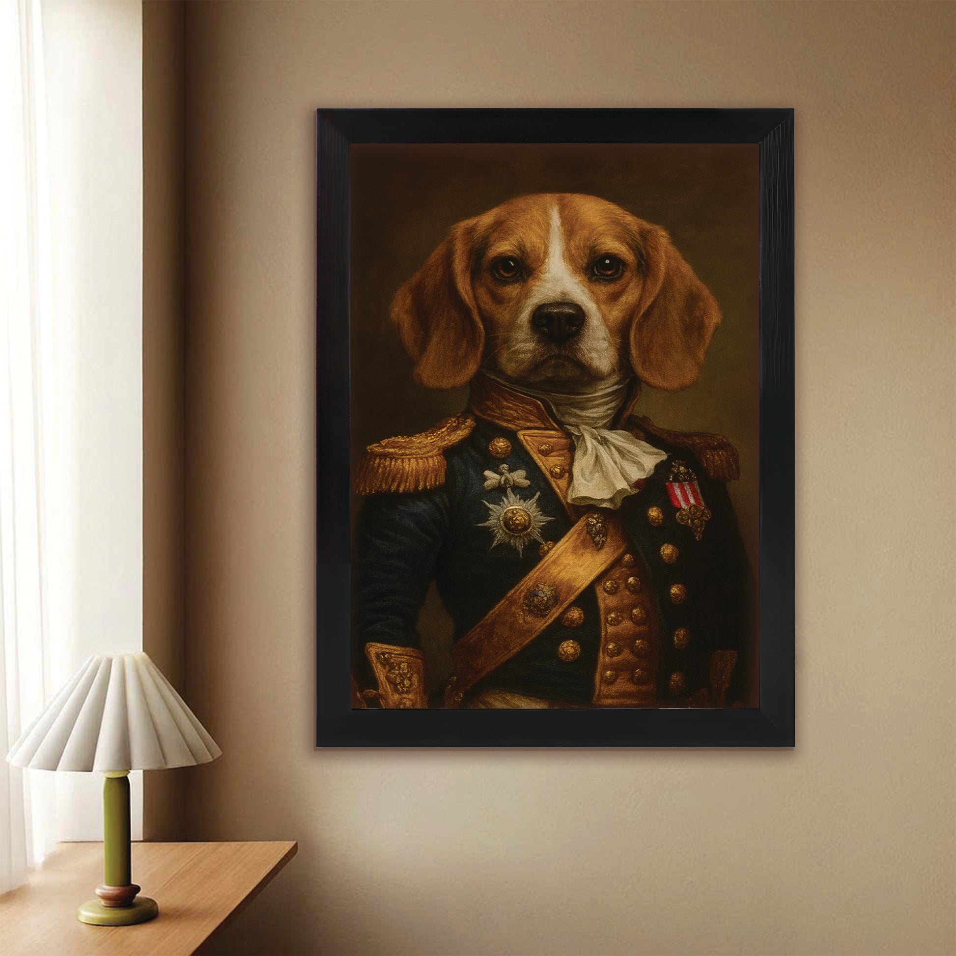 Custom Photo Dog Royal Style 02 Canvas Framed Wall Art Gift For Dog Lovers